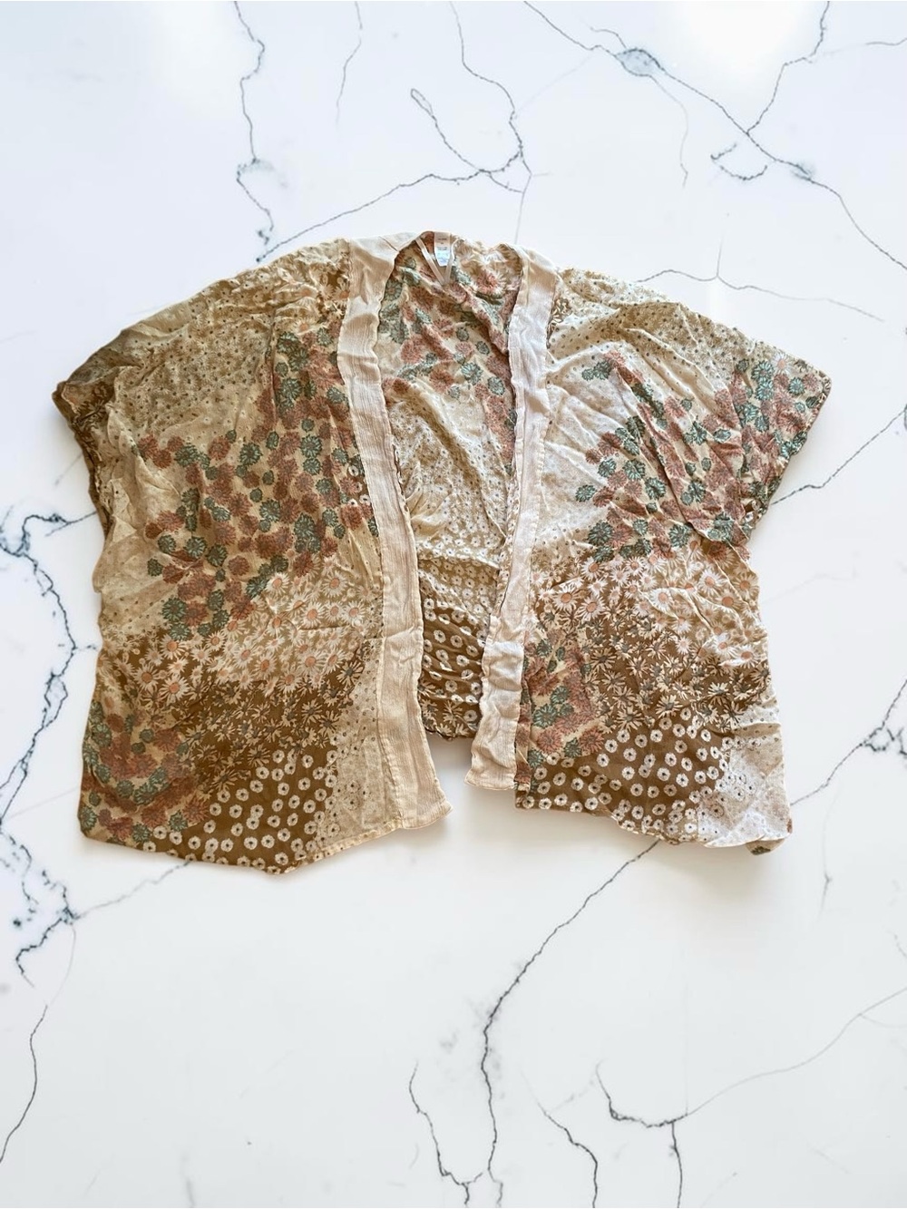 Boho Beige Floral Lightweight Kimono Tunic